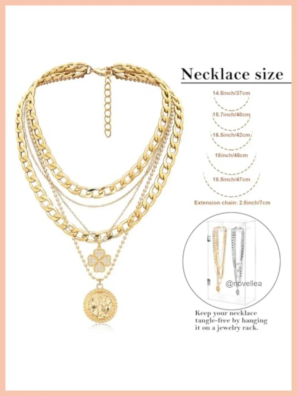 Layered Necklaces for Women Trendy Retro Coin Pendant Chunky Chain Choker Set